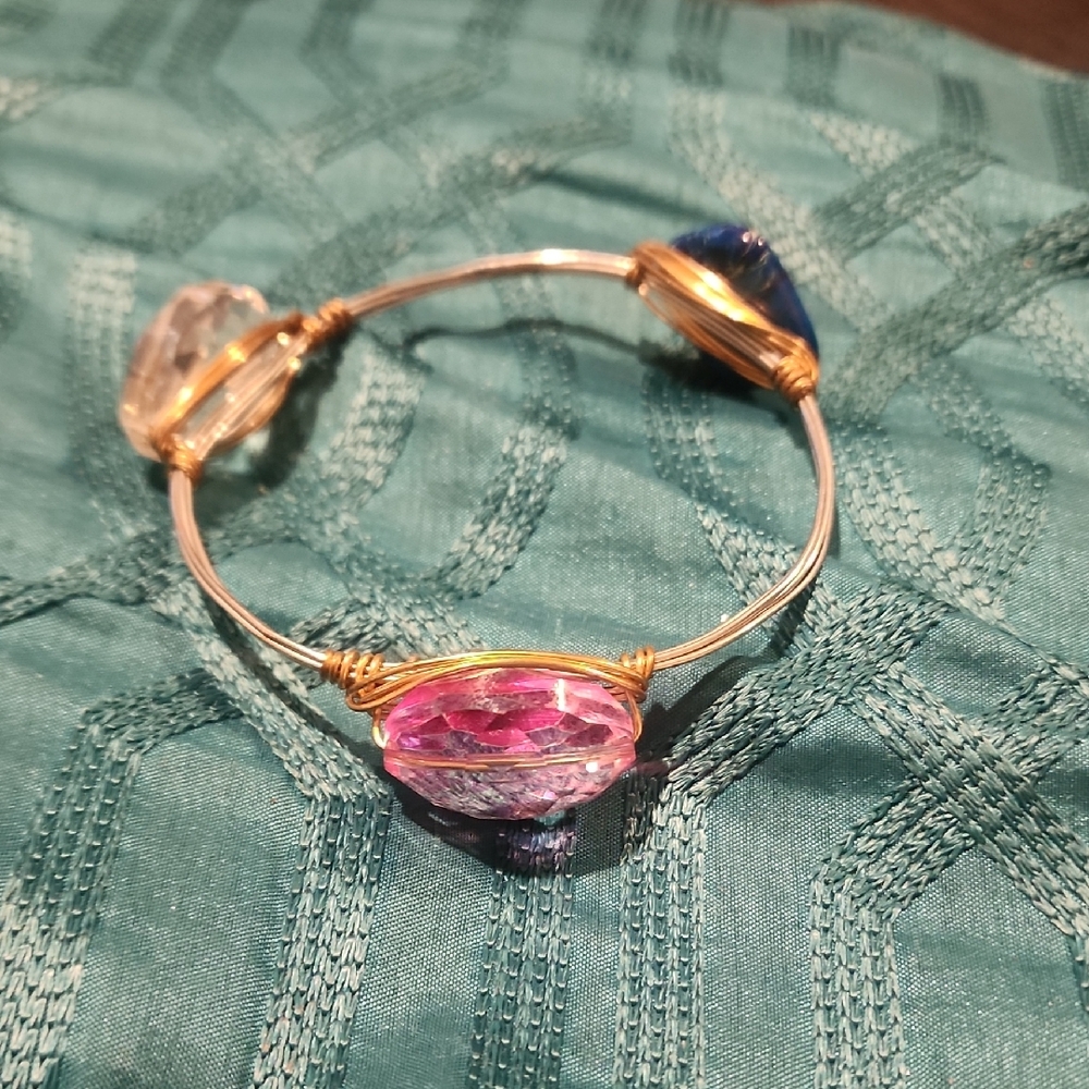 Elegant Multi-Stone Wire Bracelet